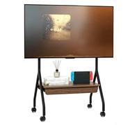 Supporto TV da Pavimento, Altezza Regolabile, Cassetto a Scomparsa | Porta TV da Terra, Acciaio al Carbonio, Portata Fino a 60 kg, Ripiano Posteriore(Black,67x50x121cm/26x20x48in)