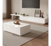 Supporto TV Da Pavimento Con Cassetti,Moderno Mobili Soggiorno,Consolle Multimediale,Mobile TV Espandibile In Stile Moderno Di Metà Secolo,per Soggiorno,Camera Da Letto(White,71in/180cm)