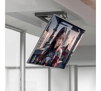 Supporto TV da soffitto elettrico regolabile con meccanismo a discesa nascosto, inclinazione 0-85° per una visione ottimale, ideale per schermi di grandi dimensioni