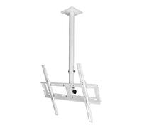 Supporto TV da soffitto per schermi piatti da 32 55 pollici VESA fino a 400 x 400 mm, supporto resistente fino a 50 kg, bianco e nero, angolo regolabile per una visione ottimale.