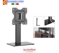 Supporto TV da Tavolo Con Base di Vetro Temperato 23-43 Pollici Acciaio max 40K