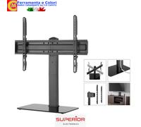 Supporto TV da Tavolo Con Base di Vetro Temperato 37-70 Pollici Acciaio max 40K