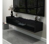 Supporto TV galleggiante a parete console multimediale di intrattenimento con porta grande vano TV sotto fori per cavi TV per decoder via cavo/console di gioco Streaming apparecchiature multimediali.