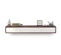 Supporto TV galleggiante,Console multimediale moderna a parete in legno massello con cassetti,Centro di intrattenimento minimalista per riporre sotto la TV,Armadietto di stoccaggio galleggiante