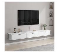 Supporto TV galleggiante, mensola per centro intrattenimento a parete, console TV con contenitore, console multimediale salvaspazio sotto per camera da letto e soggiorno (bianco, 160 cm)