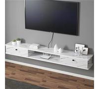 Supporto TV galleggiante, mensola TV a parete con design con foro in filo, mobile TV galleggiante in legno, scaffale per sala da intrattenimento per soggiorno, camera da letto (bianco, 100 x 22 x 20