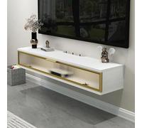 Supporto TV galleggiante,Mobile TV a parete con porta,Console multimediale di intrattenimento,Console multimediale con fori per cavi, Grande panca portaoggetti sotto per scatola via cavo/gioco