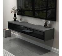 Supporto TV galleggiante,Mobile TV a parete con porta,Console multimediale di intrattenimento,Console multimediale con fori per cavi, Grande panca portaoggetti sotto per scatola via cavo/gioco
