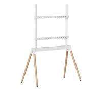 GMB Audio - Supporto TV per schermi da 55" - 86" - Bianco/legno, adatto a qualsiasi ambiente - Compatibilità VESA, regolazione continua dell'altezza, gestione dei cavi integrata