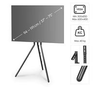 Hama Supporto per TV indipendente, regolabile in altezza, 191 cm (75") fino a 40 kg