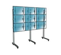 Supporto TV KIMEX Supporto da pavimento videowall con ruote per 9 schermi 50''-55'' da 50 " a 55 ", portata max 450 kg, VESA max 200x200 min, 600x400 max