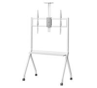 Supporto TV mobile Maclean MC-114 per schermi da 55-100″ fino a 120 kg VESA fino a 900×600 ruote chiudibili ripiani fotocamera e accessori professionali (bianco)