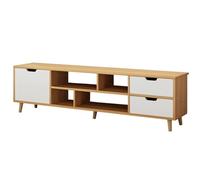 Supporto TV Mobile per TV, Centro intrattenimento multimediale con 3 cassetti e ripiani aperti, supporto per televisore, tavolo TV, console multimediale per soggiorno e camera da letto, sala