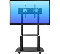 Supporto TV mobile regolabile con vassoio a 2 ripiani per TV da 55"-75" compatibile VESA, carrello TV con ruote universali, carico massimo 105 kg