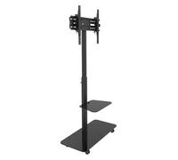 Supporto TV mobile su ruote, carrello TV regolabile da pavimento con base girevole, supporto universale per monitor, facile mobilità, per uso domestico e ufficio