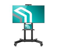 ONKRON Supporto TV da Pavimento 32-75 pollici, Carico totale 60 kg, VESA 200x200-600x400, Carrello Porta TV con Ruote e Mensola, Porta Televisore Mobile con Altezza Regolabile, Nero TS1571-B