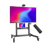 ONKRON Supporto TV Motorizzato 50-100 pollici, Carico totale 130 kg, Carrello TV VESA 200x200-1000x600, Porta televisore Mobile con Ruote e Ripiano, Sollevatore Regolabile in Altezza, Nero TS1991E-B