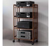 Supporto TV regolabile e angolare - Torre di archiviazione AV multifunzionale per console di gioco e lettori multimediali (teak 56 x 48 pollici) - Design elegante e moderno per l'intrattenimento