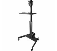 StarTech.com Scrivania sit stand - Postazione di lavoro mobile con supporto per monitor, CPU/PC, ripiano tastiera Carrello ergonomico computer da tavolo regolabile in altezza su ruote [WKSTNCART]