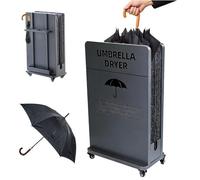 Supporto umido commerciale dell'essiccatore dell'ombrello con il raccoglitore di goccia e le ruote per la rimozione efficiente dell'acqua piovana nei centri commerciali