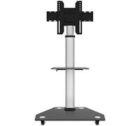 Supporto universale girevole per TV da 65 a 98 pollici, in acciaio inox, montaggio a pavimento ad angolo, altezza regolabile, design salvaspazio, ideale per camera da letto o soggiorno, colore: nero