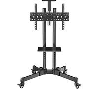 Supporto universale girevole per TV in acciaio inox, staffa angolare da pavimento per TV da 60-80 pollici, supporto regolabile su piedistallo robusto nero design moderno per l'intrattenimento