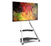 Supporto universale mobile per TV da 32 a 65 pollici, carrello regolabile in altezza con ripiani portaoggetti, funzione girevole, per soggiorno, camera da letto, ufficio