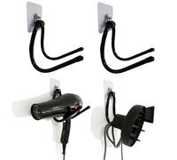 Supporto universale per asciugacapelli, gancio da parete per asciugacapelli, asciugamani, ferro piatto, piastra per capelli e organizer per cavi per armadio da bagno, autoadesivo/foratura, confezione