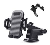 Supporto universale per auto con bracci di bloccaggio automatici e braccio telescopico regolabile, rotazione a 360 con snodo sferico per cruscotto,
