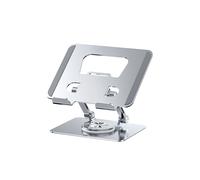 Supporto Universale per Laptop con Base Girevole A 360, Altezza Regolabile In Più Angoli, Libreria da Lettura Pieghevole Montata Argento