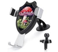 Supporto universale per telefono 3 in 1 per auto, con ventosa regolabile, funghi nell'erba, supporto per telefono cellulare con clip in metallo per bocchetta di ventilazione, parabrezza, cruscotto