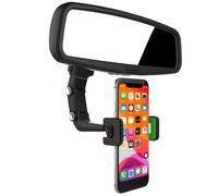 Supporto Universale per Telefono da Auto con Fissaggio a Specchietto Retrovisore Rotazione 360 in Acciaio, per Vlog di Viaggio -