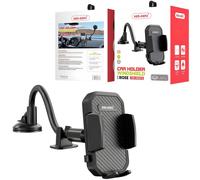 Supporto Universale per Telefono da Auto con Fissaggio su Parabrezza, Cruscotto o Bocchetta d'Aria - Nero