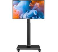 Supporto universale per TV da pavimento, con ruote, girevole a 80 gradi, regolabile in altezza per TV LCD LED OLED da 27 a 65 pollici, supporta fino a 40 kg, VESA max 400 x 400 mm