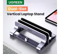 Supporto verticale doppio slot per computer portatile in lega di alluminio regolabile di UGREEN, adatto per computer portatile e tablet di larghezza fino a 26mm, compatibile con Air 2020, iPad Pro e i