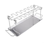 Supporto verticale in acciaio inox per arrosto e vaschetta antigoccia, per cosce di pollo, con vassoio antigoccia per griglia o forno (14 slot) (2)