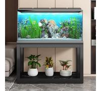 Supporto Verticale per Acquario Supporto per Acquario Mobiletto per Acquario Pannello Con Texture In Marmo Design Stoccaggio Multistrato Adatto per Soggiorni e Uffici Black 80x40cm/31.5x15.7in