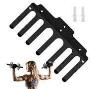 Supporto verticale per bilanciere, salvaspazio | Supporto per fitness con ganci per manubri verticali, per riporre e organizzare attrezzature da palestra a casa o