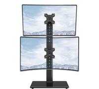 Supporto verticale per doppio monitor MOUNTUP, impila due schermi fino a 32 pollici, supporto da scrivania per monitor indipendente da 17,6 libbr