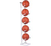 Supporto verticale per palloni da basket, calcio, pallavolo, rugby e calcio, soluzione per casa, garage, scuola, colore bianco