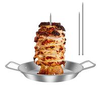 Supporto verticale per spiedini, spiedini di pollo in acciaio inox con manico, griglia verticale per barbecue, spiedini con 3 punte di diverse dimensioni, per pollo, pesce, salsiccia, bistecca di