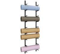Supporto verticale per tappetino da yoga a 9 ripiani, in metallo, con supporto per rullo in schiuma, soluzione multiuso per yoga, palestre e allenamenti a casa.