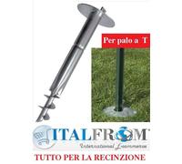 SUPPORTO ZINCATO A VITE PER PALO PALETTO A T NEL TERRENO PER RECINZIONE RETE