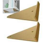 Supportos Per Mensole Triangolare, Staffe Per Mensola Decorativa Da Parete, Supporto Per Mensola Metallica Aperto Diy, 2x Staffe Per Mensole Flottanti Pesanti + Viti,gold-14x13cm/5.5 * 5.1in