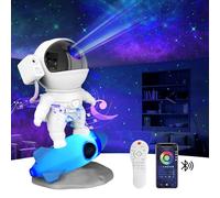 SUPPOU Astronauta Proiettore Stelle Soffitto, Proiettore Stelle Astronauta Intelligente, Proiettore Galaxy con Telecomando, Altoparlante Bluetooth e Timer, Astrolyte Luce Notturna Bambini