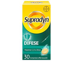 Supradyn Difese Integratore Multivitaminico con Vitamina D3, C, Zinco, Integratore Difese Immunitarie Adulti, Multivitamine per Sistema Immunitario - 30 Compresse Effervescenti Gusto Arancia