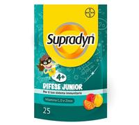 Supradyn Difese Junior Integratore Multivitaminico con Vitamina C, D e Zinco per le Difese Immunitarie dei Bambini, Gusto Arancia, Fragola e Papaya, 25 Caramelle Gommose
