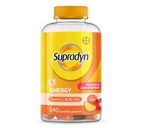Supradyn Energy, 140 Caramelle Gommose, Integratore multivitaminico | Vitamine A B C D E, Coenzima Q10, Gusto Ciliegia Lampone Arancia, Masticabili, 1-2/Giorno, Senza Glutine e Lattosio, età 12+