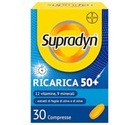 Supradyn Ricarica 50+, Multivitaminico, Integratore Stanchezza, 30 cpr | 12 Vitamine e 9 Minerali, Uomo Donna dai 50 anni, Antiossidante Naturale, Senza Glutine, Senza Lattosio, Scorta 1 Mese