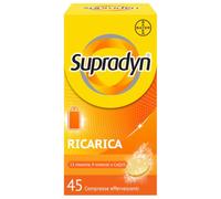 Supradyn Ricarica, Multivitaminico, Stanchezza, 45 cpr Effervescenti | 13 Vitamine e 9 Minerali, Coenzima Q10, Integratore Uomo Donna, Gusto Arancia, Senza Glutine e Lattosio, Scorta 2 Mesi